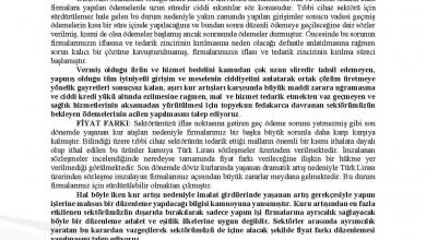 TÜMDEF hukuk birimi tarafından hazırlanan ÖDEME, FİYAT FARKI, TASFÎYE konulu yazı